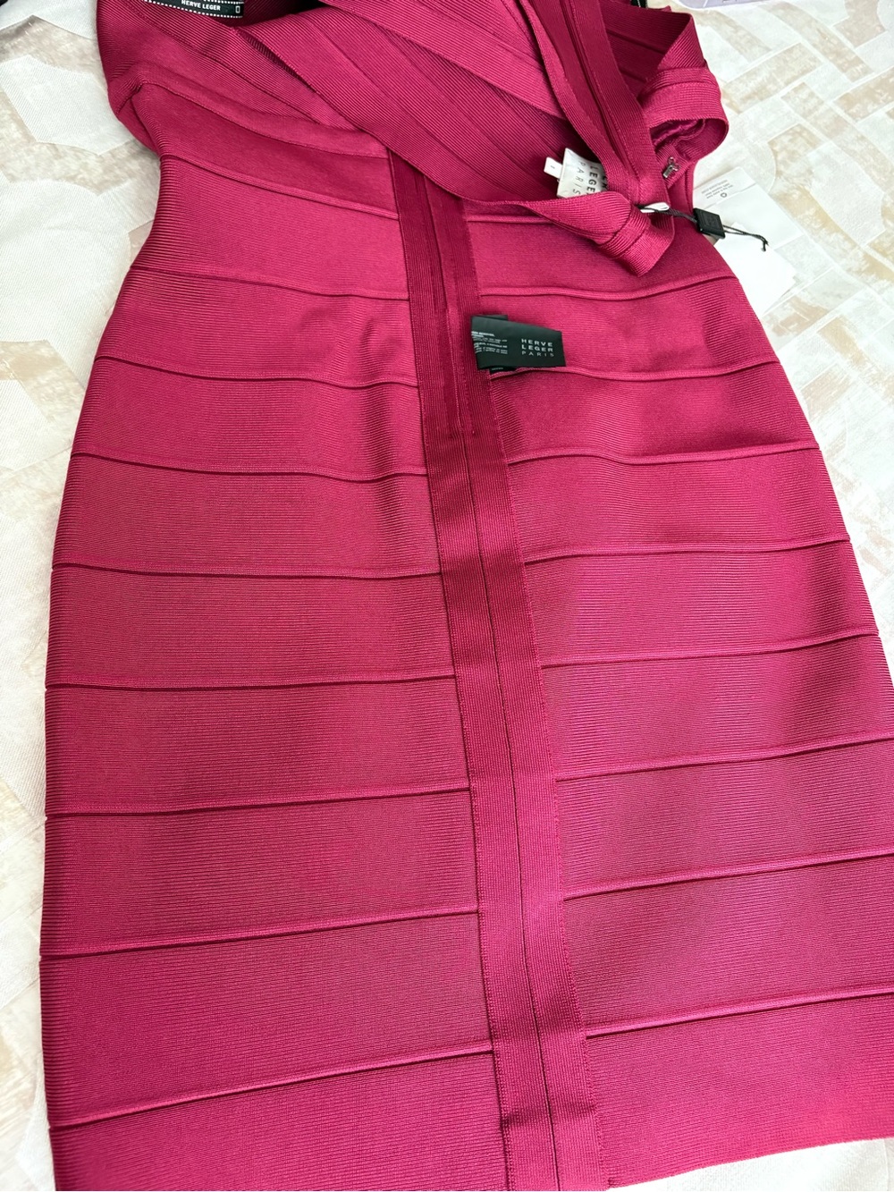 Herve Leger Deep Berry Bandage Mini Dress - Picture 3 of 7